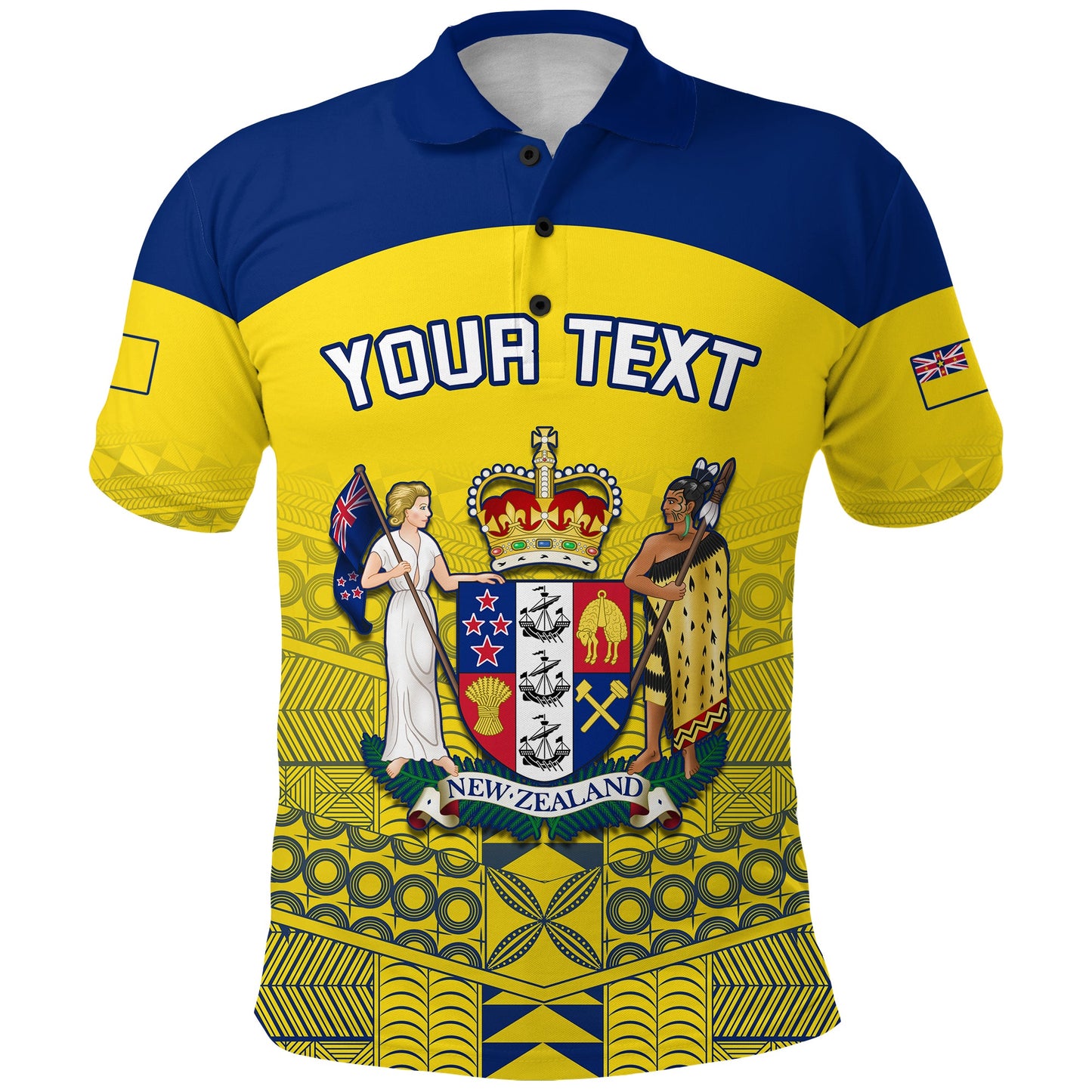 Custom Personalised Niue Polo Shirt Rock of Polynesia Golden