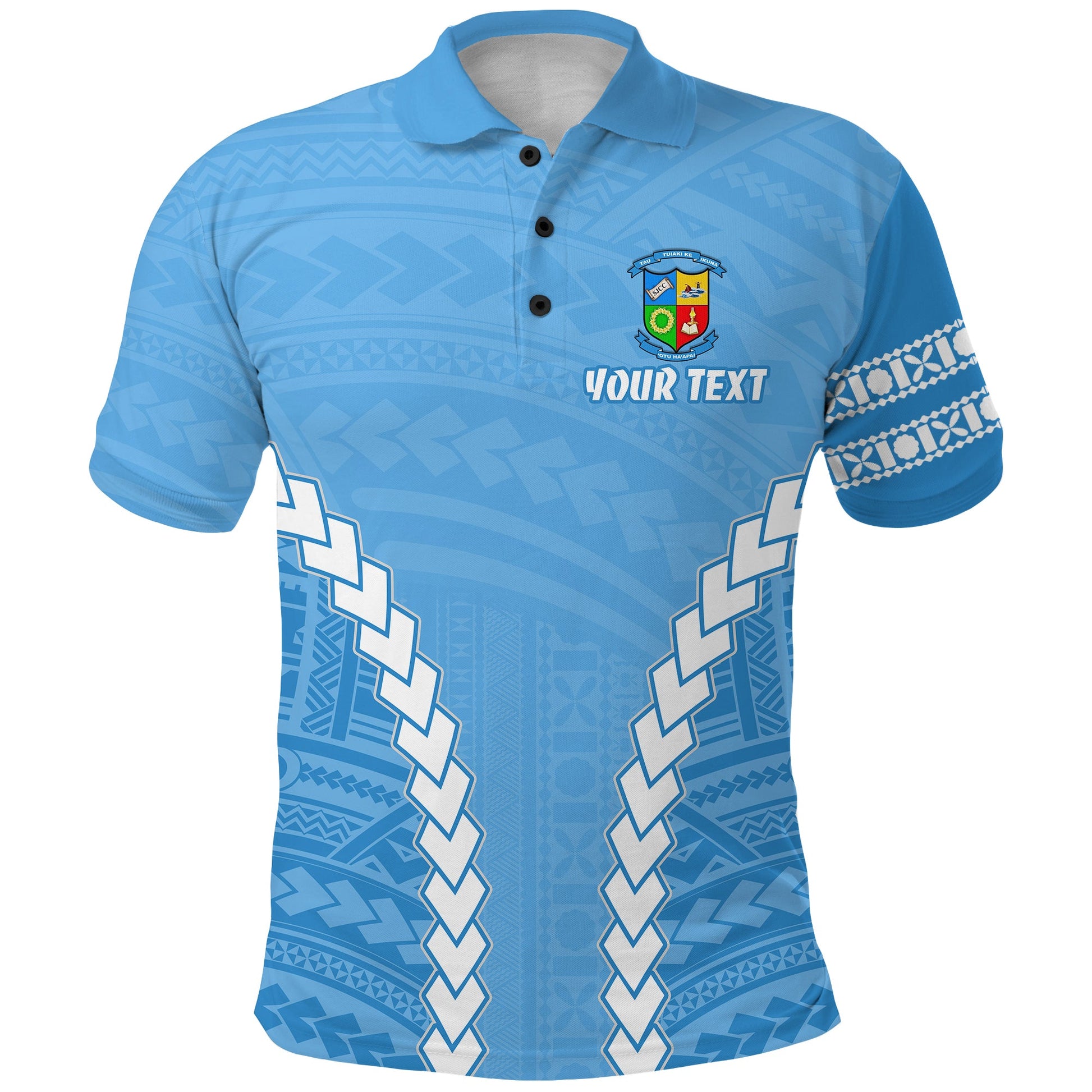Custom Personalised 'OTU HA'APAI Blue Polo Shirt Mix Polynesian For Girls