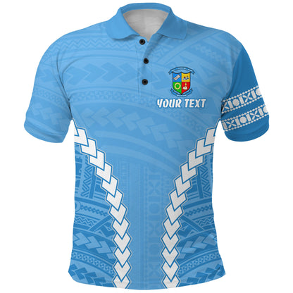 Custom Personalised 'OTU HA'APAI Blue Polo Shirt Mix Polynesian For Girls