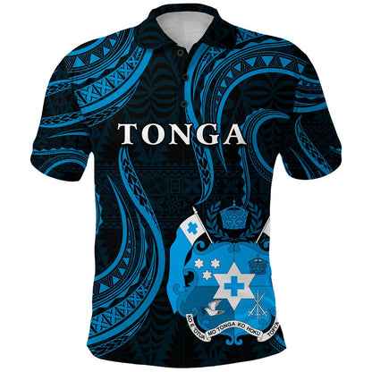 Tonga Pattern Polo Shirt Always Proud Version Blue