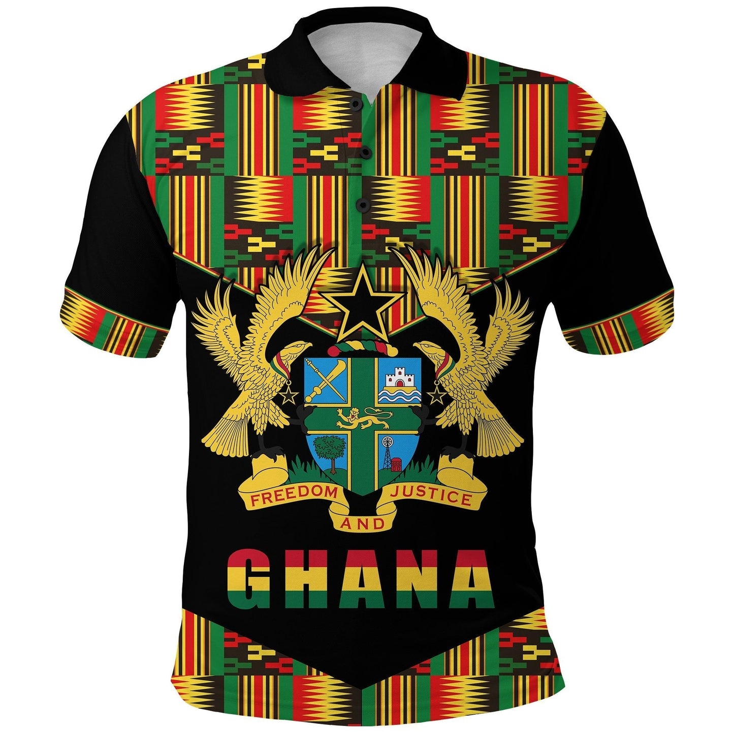 Custom Ghana Proud Polo Shirt Ankara Kente