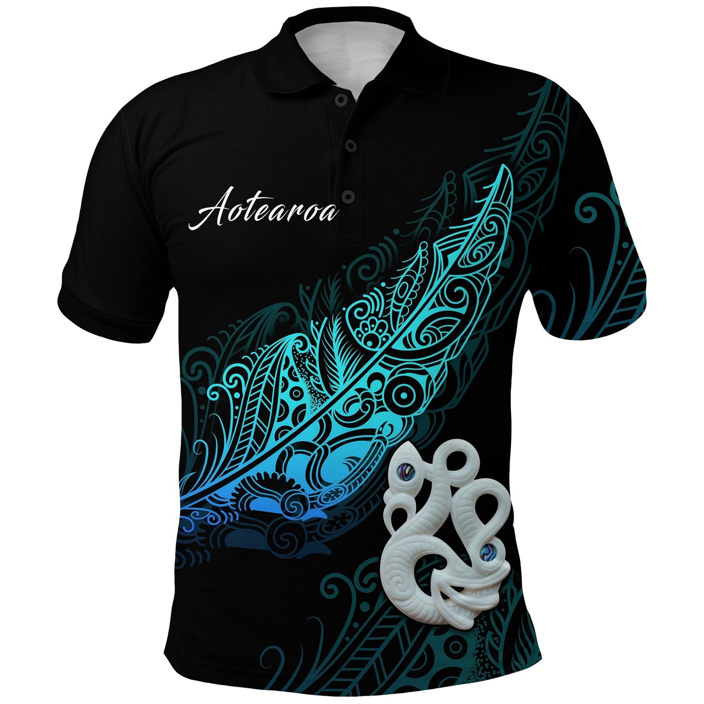 Aotearoa Polo Shirt Fern Mix Manaia Matau