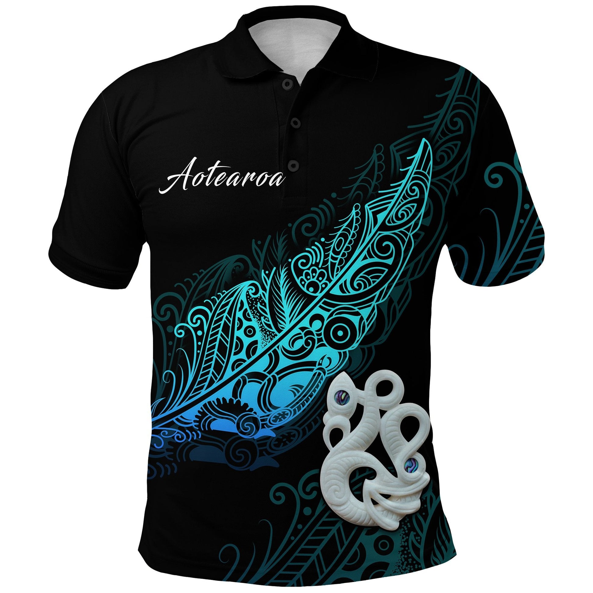 Aotearoa Polo Shirt Fern Mix Manaia Matau