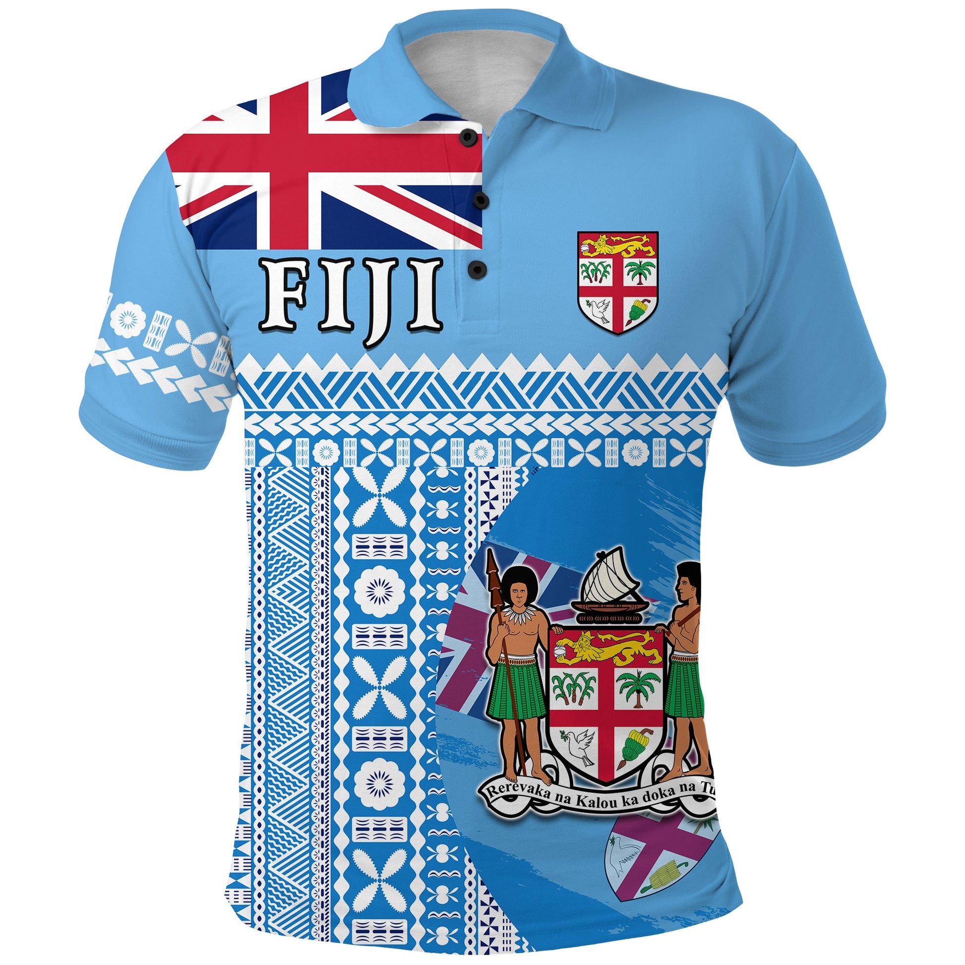 Fiji Dreamy Polo Shirt Tapa Pattern