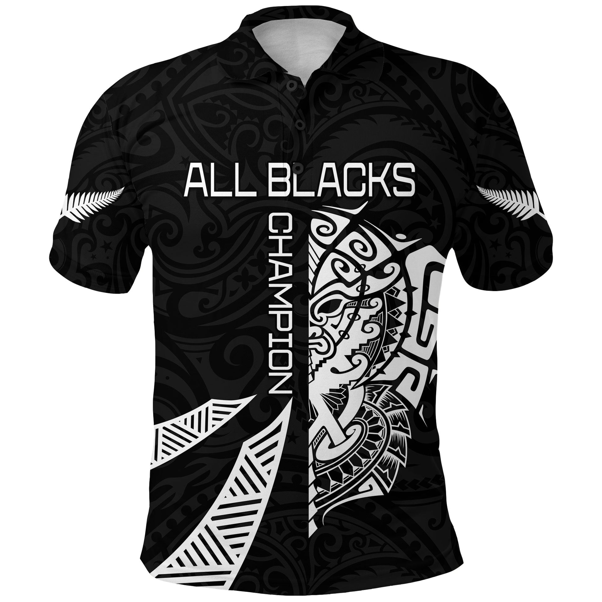 New Zealand Rugby Polo Shirt Haka All Black mix Ta Moko