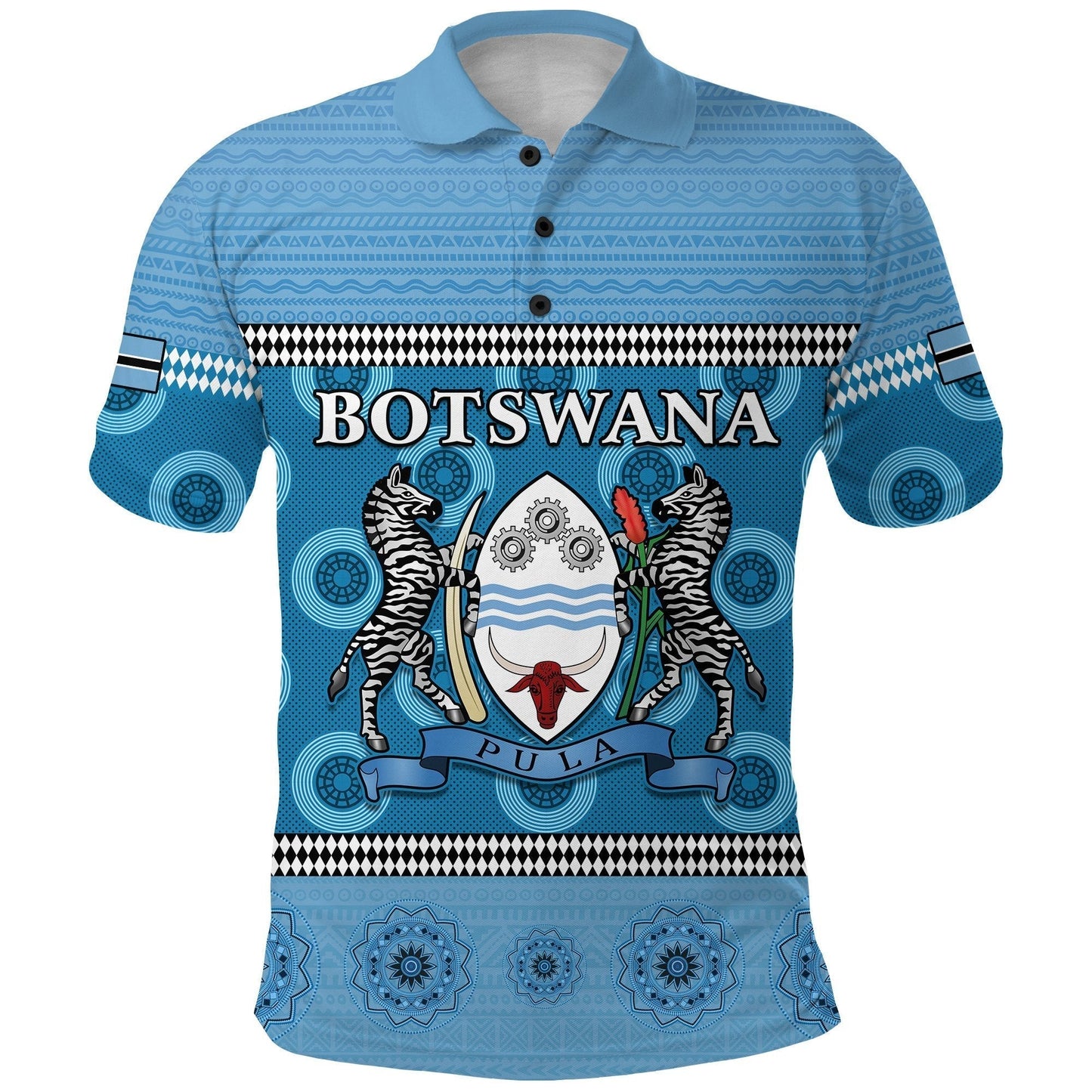 Custom Botswana Polo Shirt Independence Anniversary Flag and Pattern
