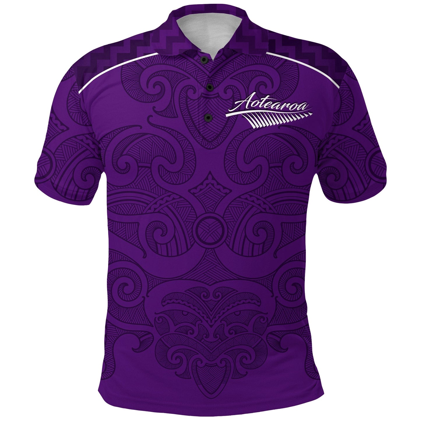 New Zealand Maori 2021 Polo Shirt - Purple Aotearoa Tattoo