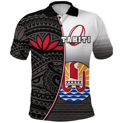 Custom Personalised Tahiti Rugby Polo Shirt Impressive Version Black - Custom Text and Number