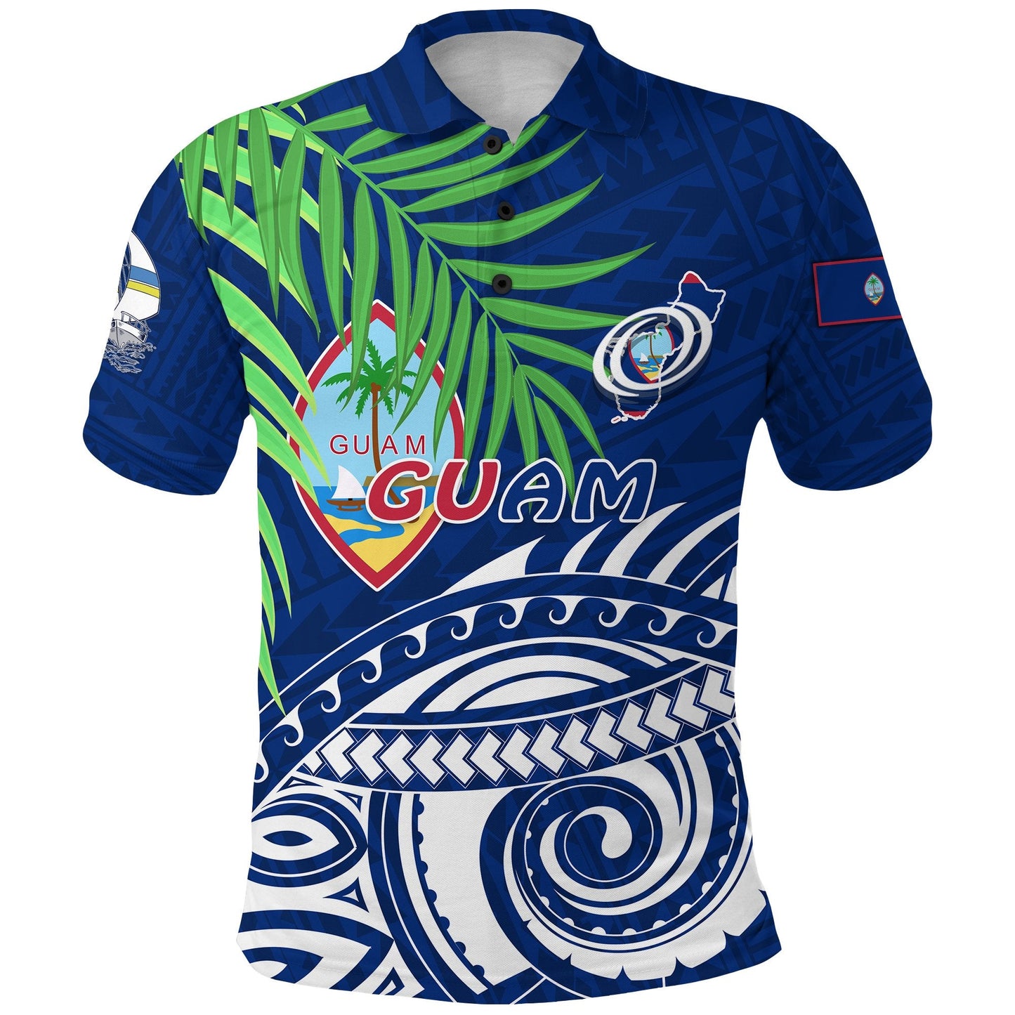 Guam Rugby Polo Shirt Coconut Leaves