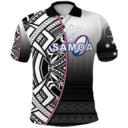 Custom Personalised Manu Samoa Rugby Polo Shirt Impressive Version Black - Custom Text and Number