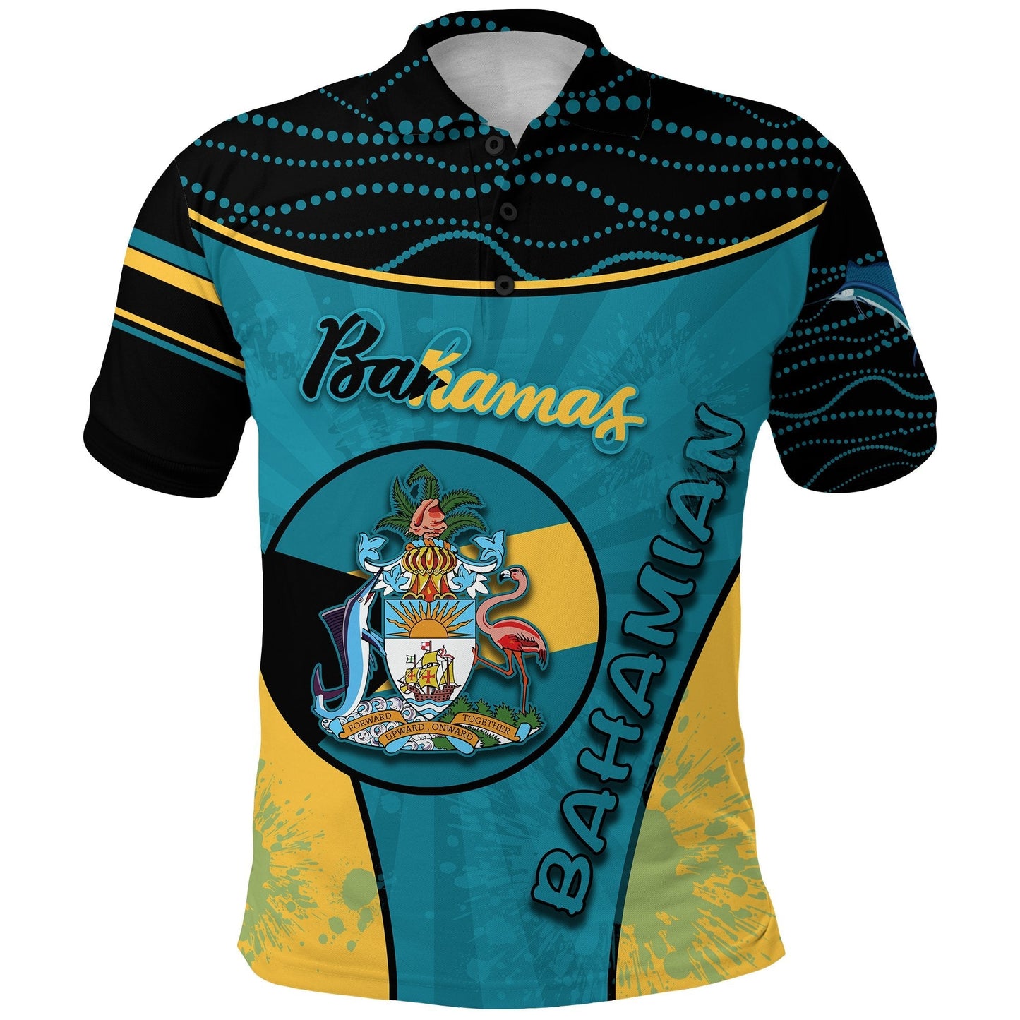 Bahamas Polo Shirt Circle Stripes Flag Version Pearl