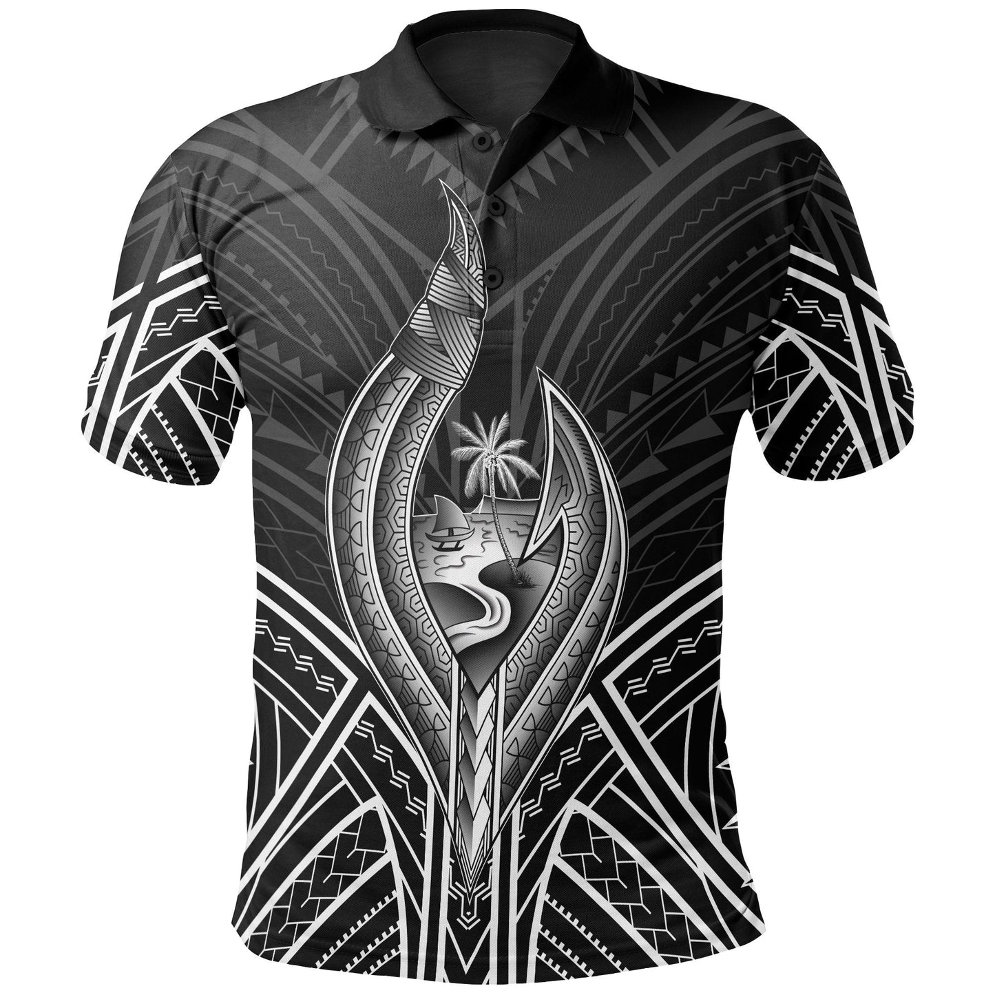 Guam Polo Shirt - Guam Seal Chamorro Tribal White Color