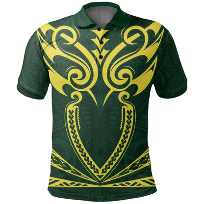 Hawaii Kanaka Polynesian Football Jersey Polo Shirt - Green - Bernice - AH