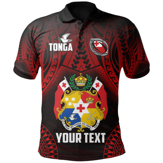 Custom Personalised Tonga Rugby Polo Shirt Mate Ma'a Tonga Tribal Pattern