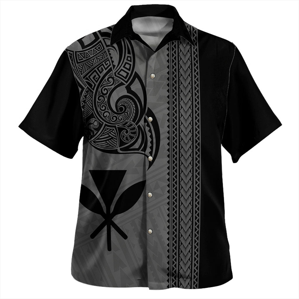 Hawaii Hawaiian Shirt Polynesia Tribal Tattoo Grey Short Sleeve Shirt