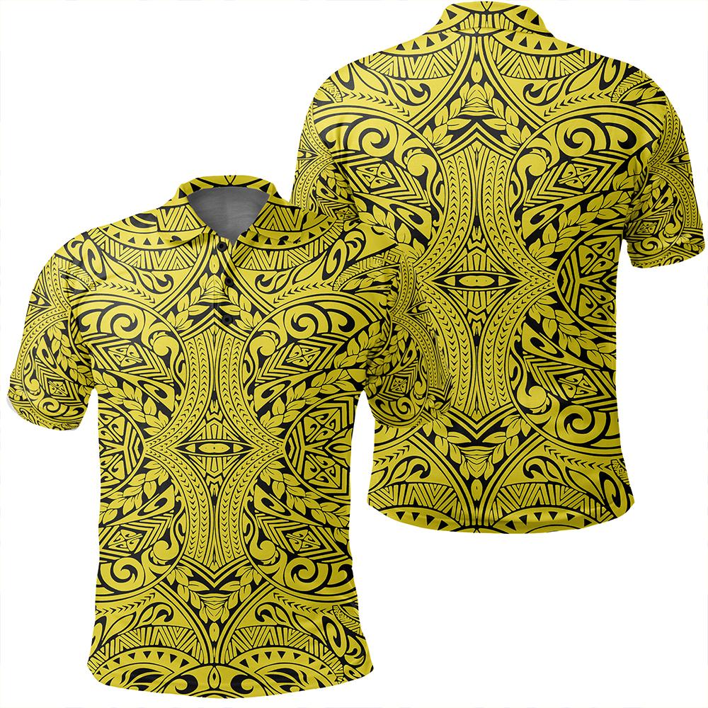 Unisex Polynesian Culture Yellow Polo Shirt - AH