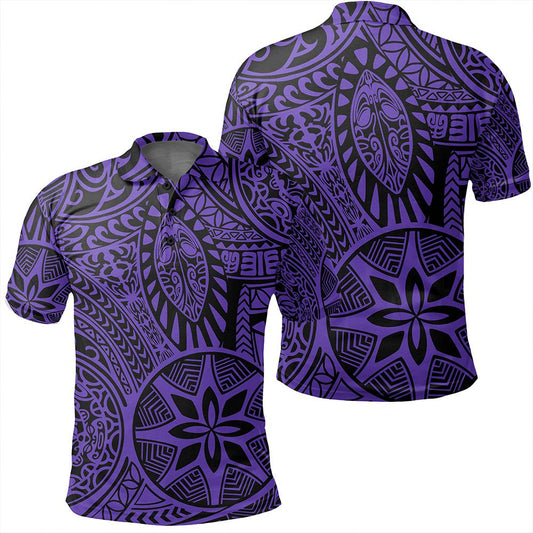 Unisex Polynesian Hawaiian Style Tribal Tattoo Violet Polo Shirt - AH