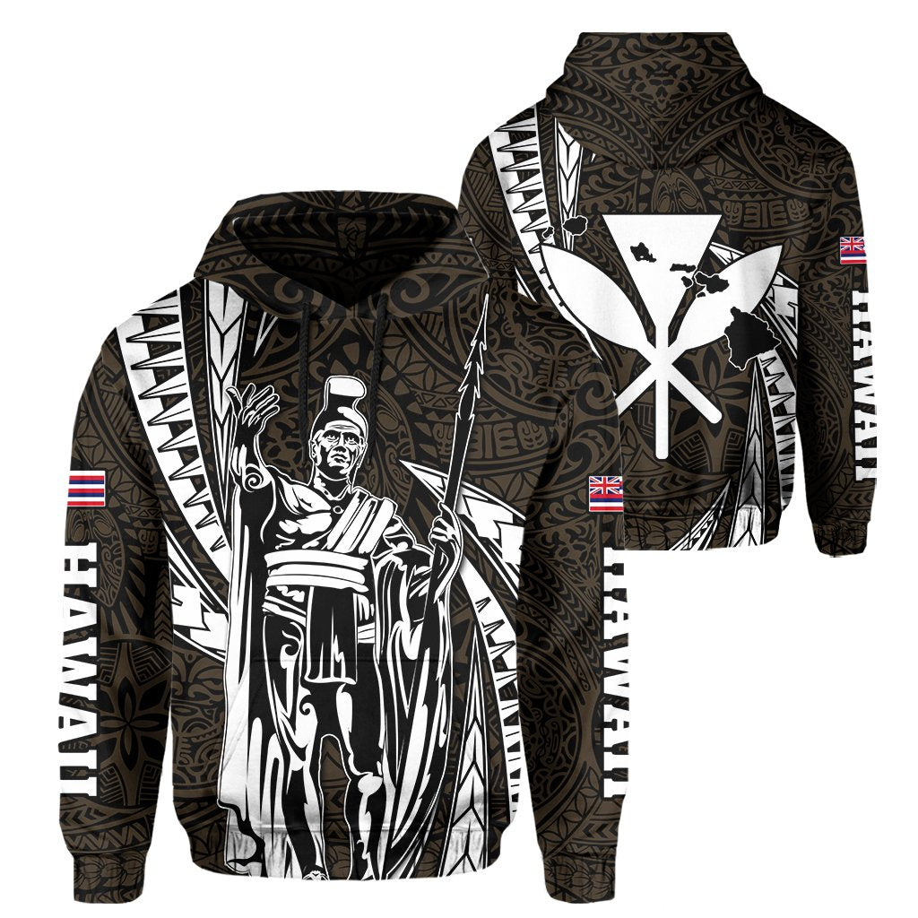 Polynesian King Hawaiian Style Tribal Tattoo Gold Hoodie Mega Style AH