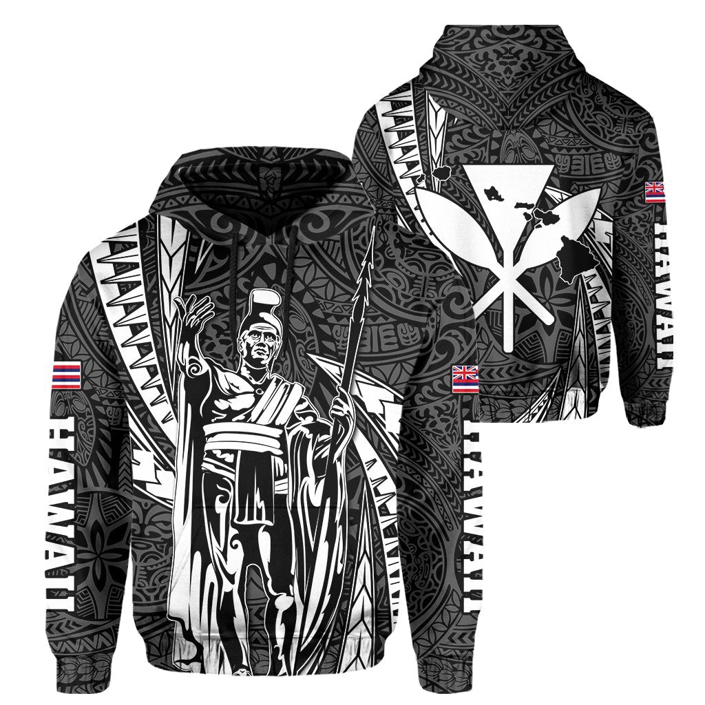 Polynesian King Hawaiian Style Tribal Tattoo White Hoodie Mega Style AH