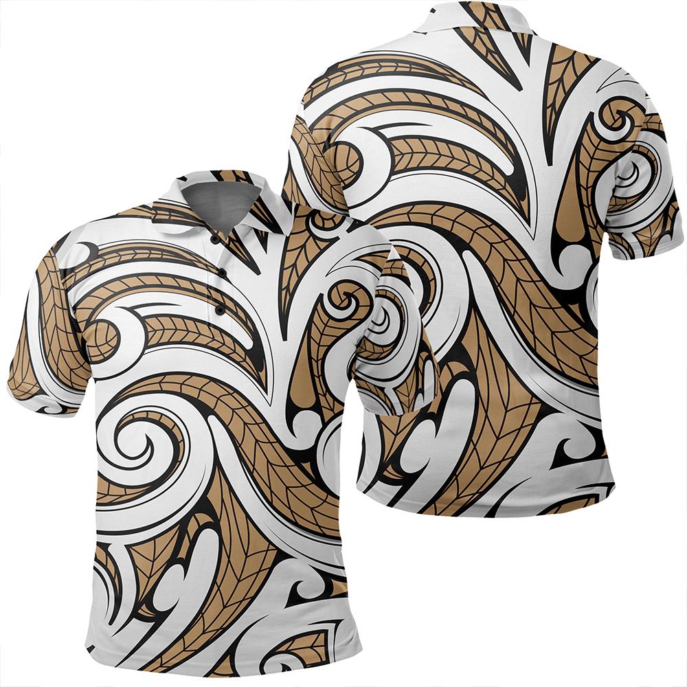 Unisex Polynesian Maori Ethnic Ornament Gold Polo Shirt - AH