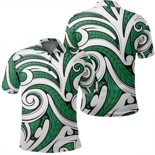 Unisex Polynesian Maori Ethnic Ornament Green Polo Shirt - AH