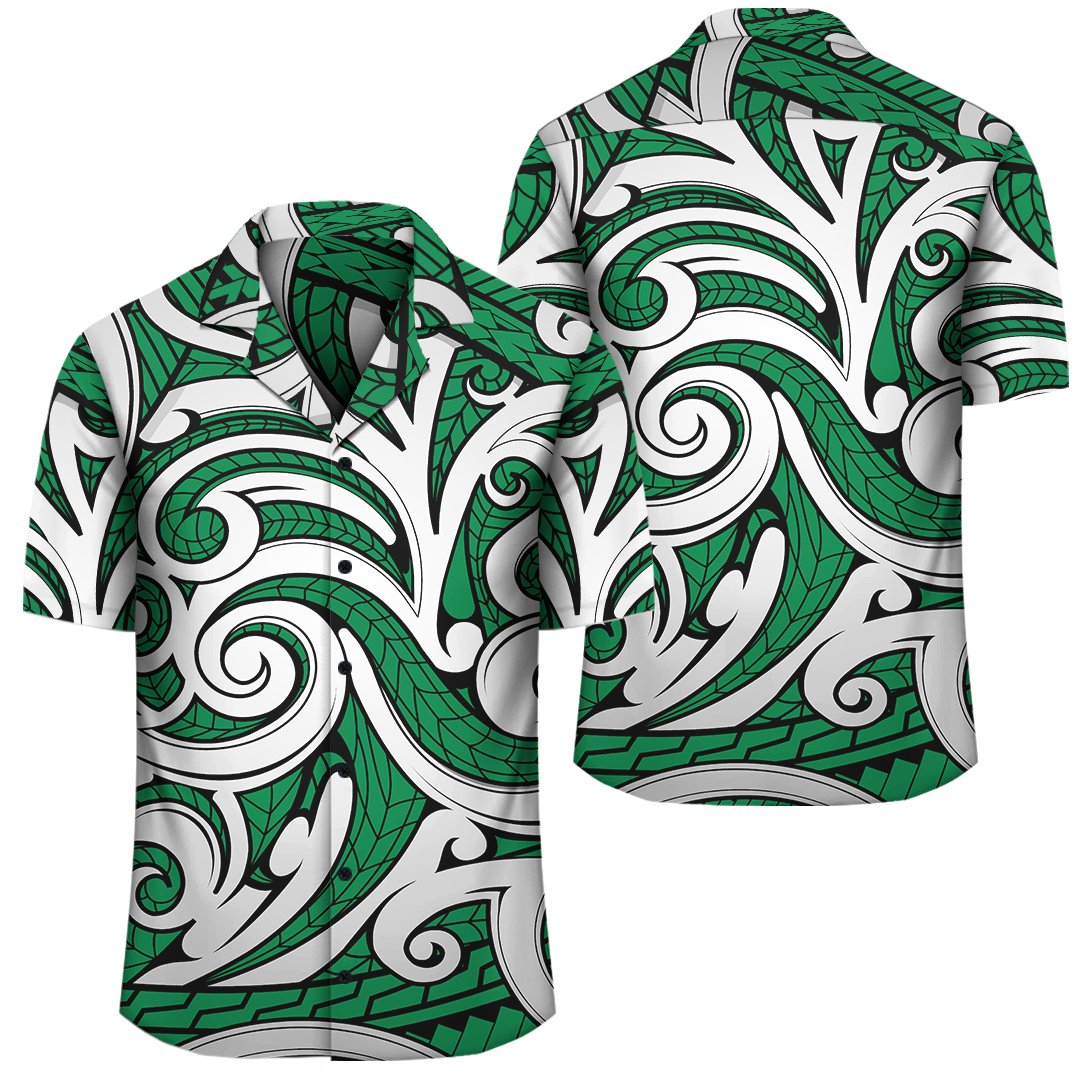 Polynesian Maori Ethnic Ornament Green Hawaiian Shirt