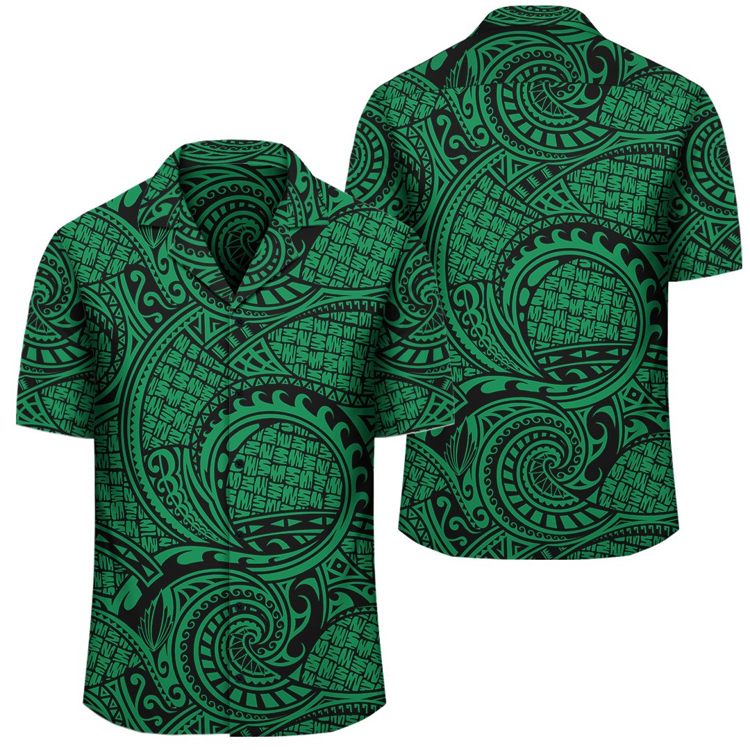 Polynesian Maori Lauhala Green Hawaiian Shirt