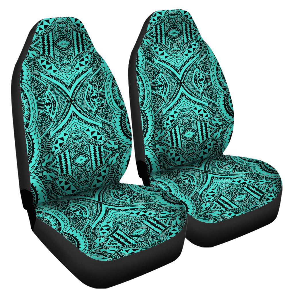 Polynesian Symmetry Turquoise Car Seat Cover