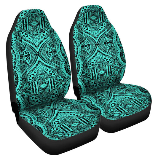 Polynesian Symmetry Turquoise Car Seat Cover