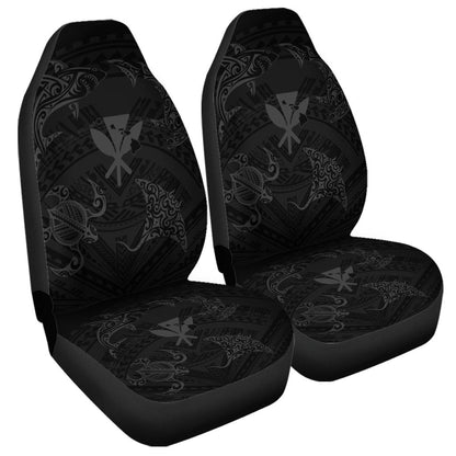Polynesian Turtle Hammerhead Shark Ray Kanaka Hawaii Car Seat Covers Circle Grey AH