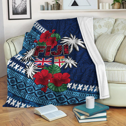 Fiji Patterns With Hibiscus Premuim Blanket