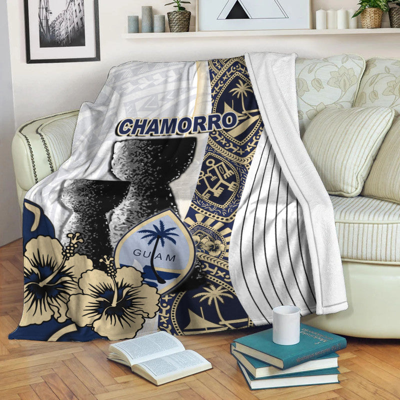 Guam Chamorro Premium Blanket White Style