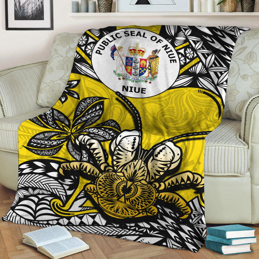 Niue Uga Premium Blanket Tribal Patterns Yellow Style