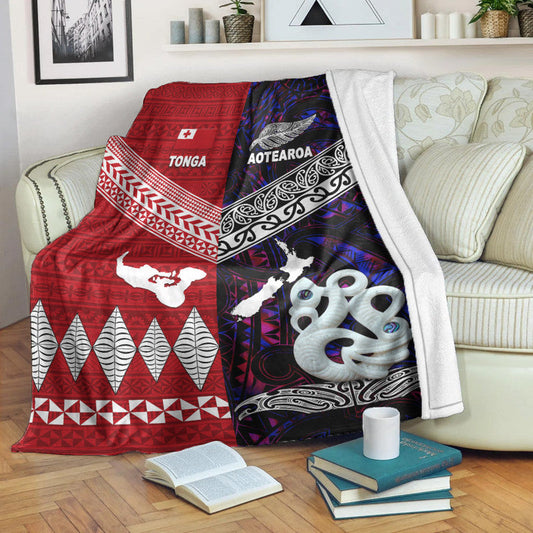 New Zealand And Tonga Premium Blanket Together Purple