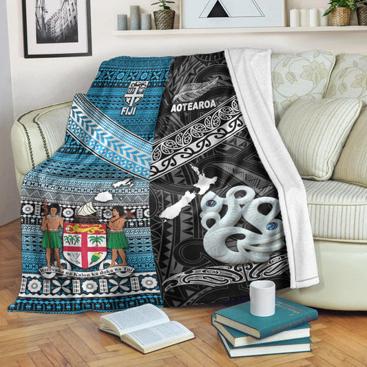 New Zealand And Fiji Premium Blanket Together Black
