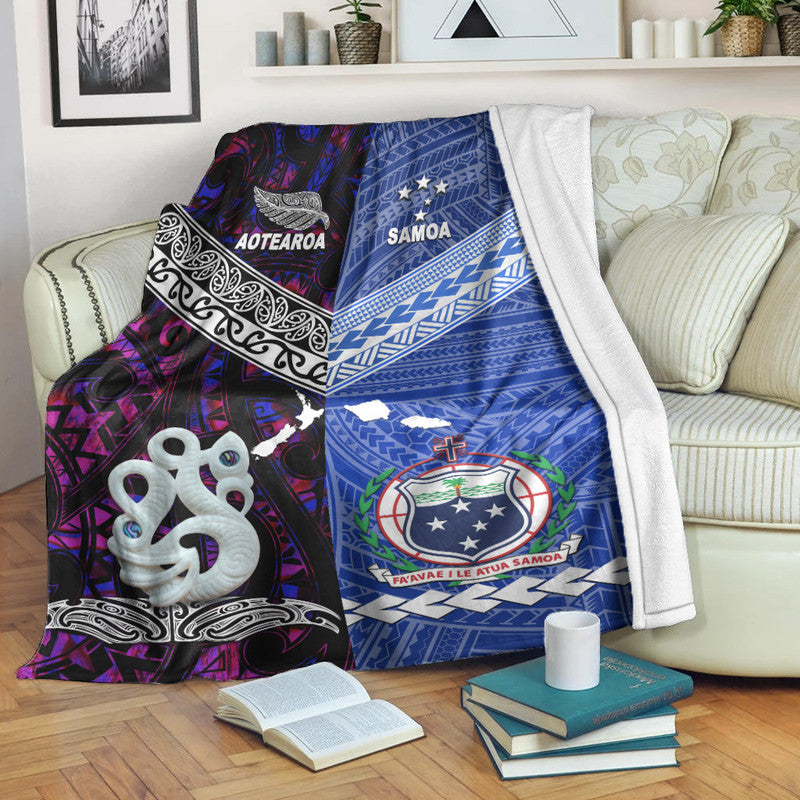 New Zealand And Samoa Premium Blanket Together Purple