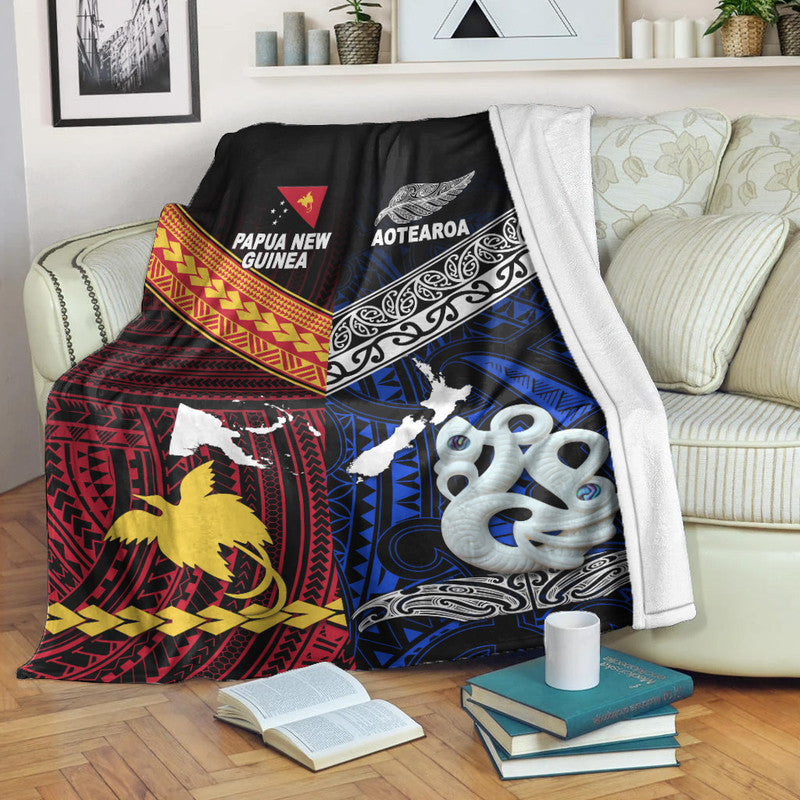 New Zealand And Papua New Guinea Premium Blanket Together Blue