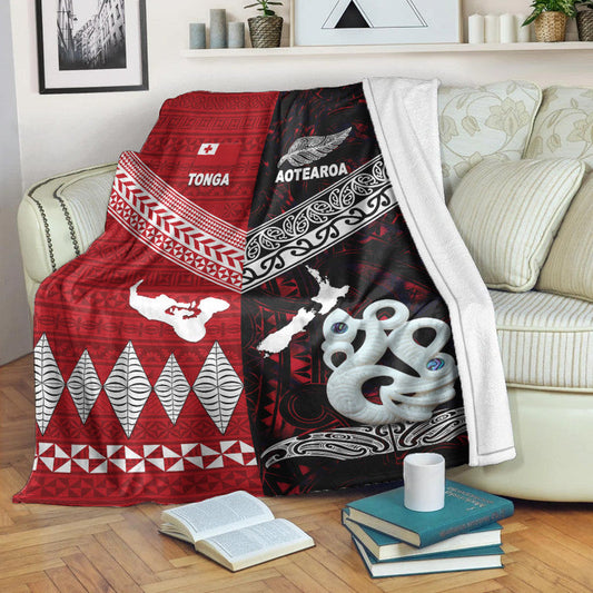 New Zealand And Tonga Premium Blanket Together Red