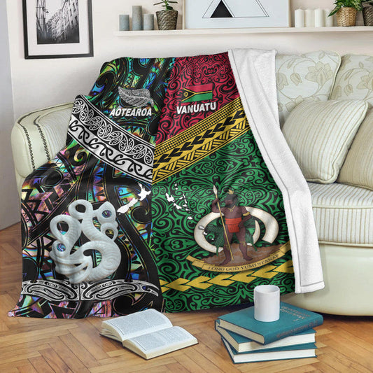 New Zealand And Vanuatu Premium Blanket Together Paua Shell