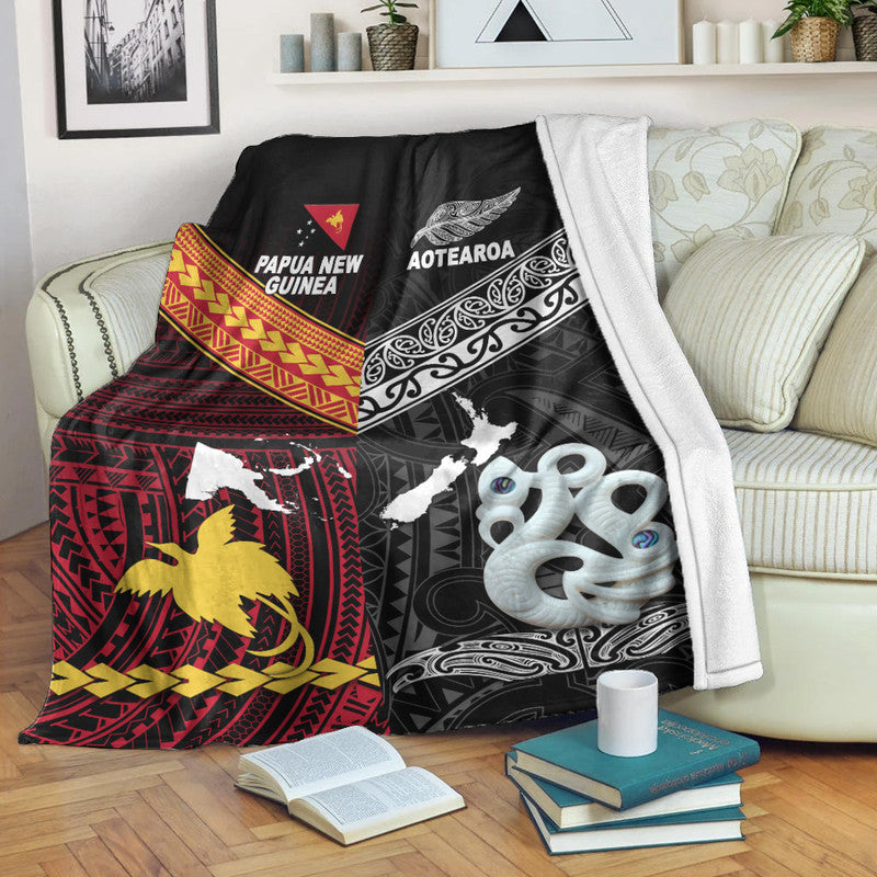 New Zealand And Papua New Guinea Premium Blanket Together Black