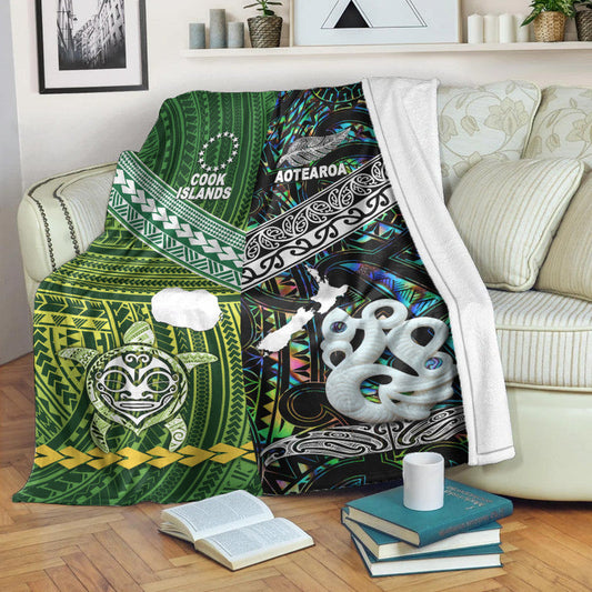 New Zealand And Cook Islands Premium Blanket Together Paua Shell