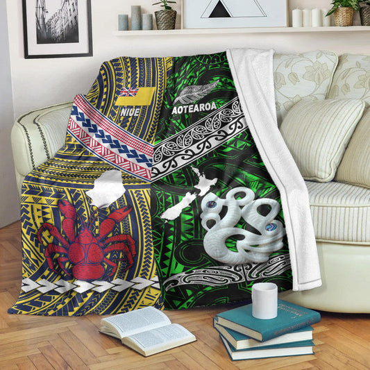 New Zealand And Niue Premium Blanket Together Green