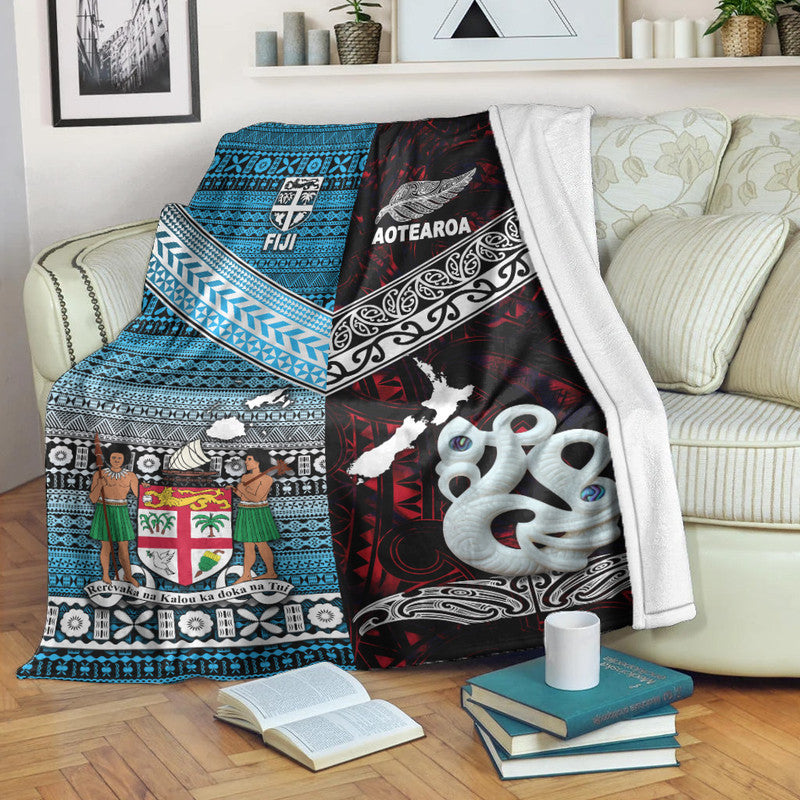 New Zealand And Fiji Premium Blanket Together Red