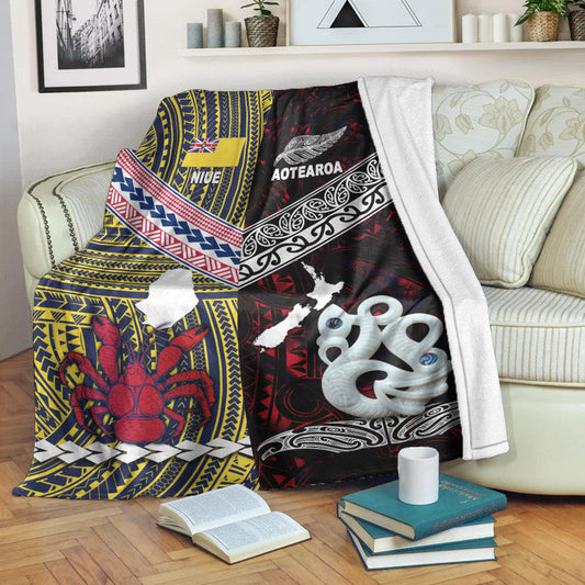 New Zealand And Niue Premium Blanket Together Red