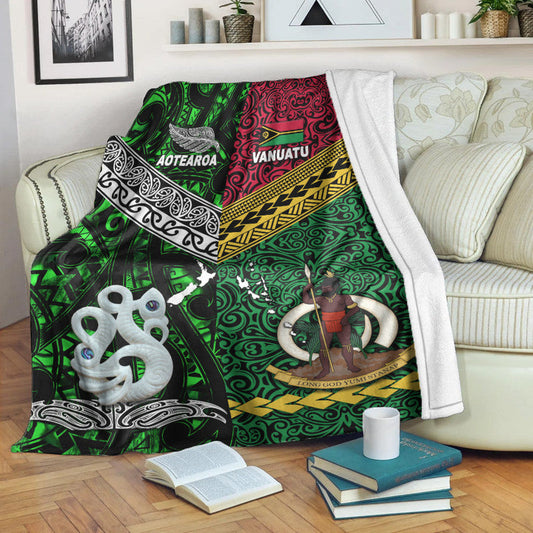 New Zealand And Vanuatu Premium Blanket Together Green