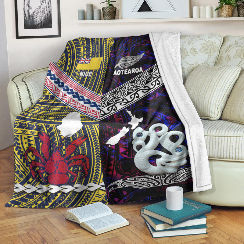 New Zealand And Niue Premium Blanket Together Purple