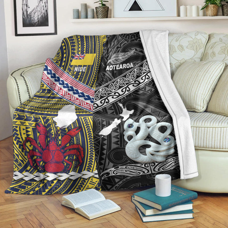 New Zealand And Niue Premium Blanket Together Black