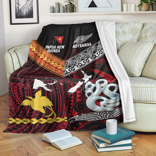 New Zealand And Papua New Guinea Premium Blanket Together Red