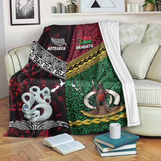 New Zealand And Vanuatu Premium Blanket Together Red