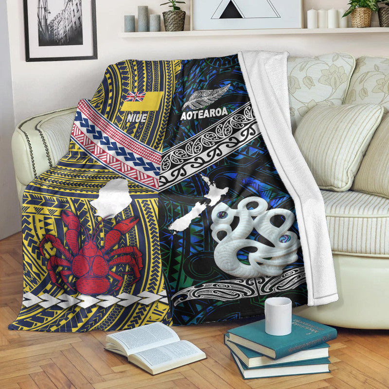 New Zealand And Niue Premium Blanket Together Blue